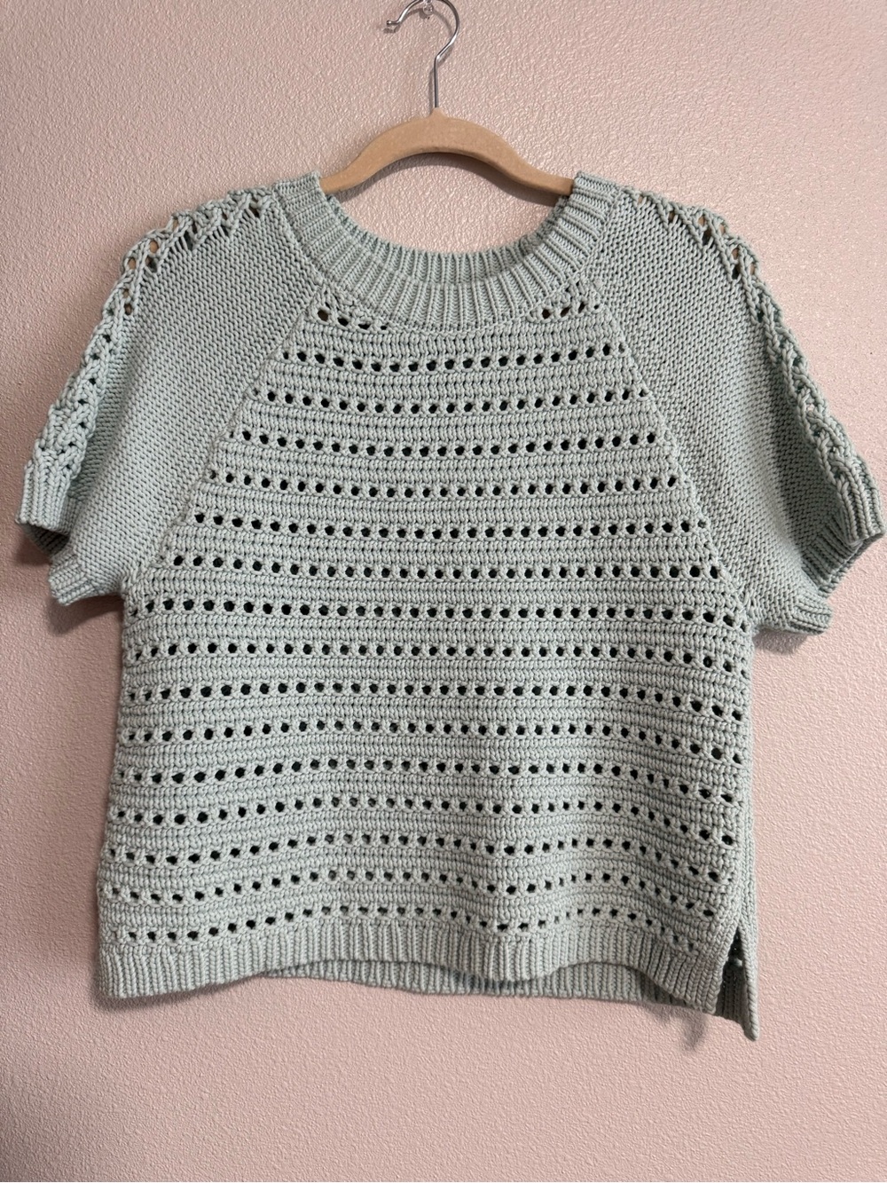 Treasure & Bond Mint Eyelet Knit Sweater